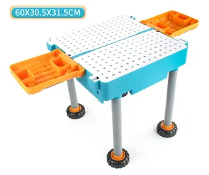 Detailed view of kids 2-in-1 building block table and storage box with size 60x30.5x31.5cm