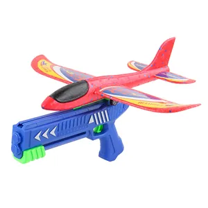 Ensemble pistolet lanceur bleu et avion en mousse pour jeux de plein air pour enfants