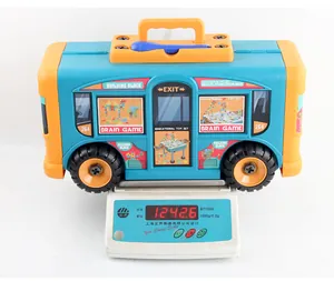 Digital scale showing a 1242g net weight for the 2-in-1 building block storage bus toy