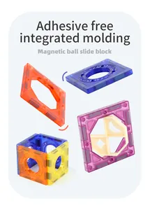 Adhesive-free integrated molding of colorful 3D magnetic blocks and rolling track tiles