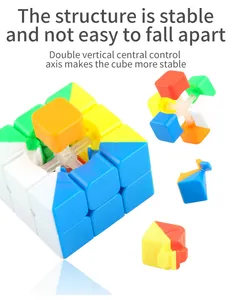 Exploded view of 3x3 speed cube showing double vertical central axis and stable structure