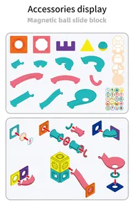 Detailed accessories display of magnetic ball slide blocks and colorful stickers
