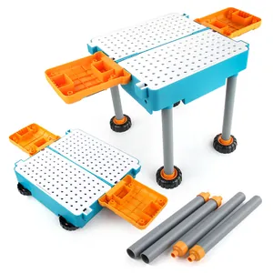 2-in-1 DIY assembly toy building block table and storage box with detachable legs