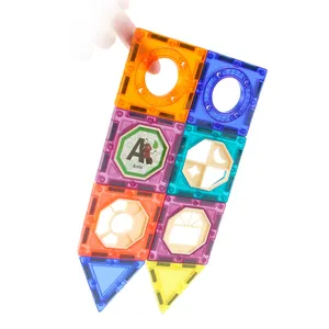Children's DIY magnetic tiles building set with 3D marble run and colorful blocks