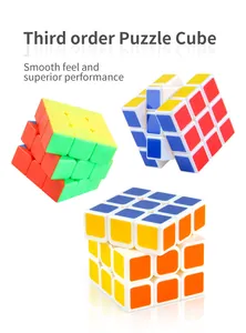 Three-level 3x3x3 speed cubes with smooth surface and stickerless design detail