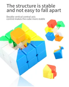 Detail of 3x3 speed cube showing double vertical central axis for stable rotation