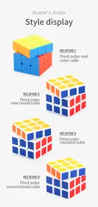 Detailed comparison of four 3x3 speed cube models with vibrant solid colors and rounded corners