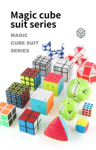 Set dettagliato di cubi magici con 2x2, 3x3, superficie a specchio e puzzle a serpente