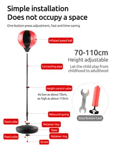 Detail of adjustable height stand for inflatable boxing speed ball set, 70cm to 110cm range