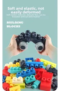 Detail showing high flexibility and softness of large colorful baby building blocks