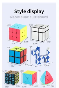 Specifiche dettagliate sulle dimensioni del set di cubi puzzle inclusi 2x2, 3x3 e specchio