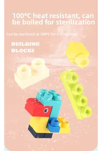 Detail of colorful building blocks being boiled in 100°C water for safe sterilization
