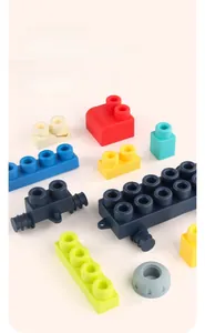 Close-up of colorful large building blocks for early childhood sensory development