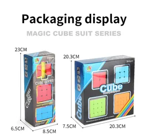 Vue détaillée du coffret de cube magique avec dimensions précises de l'emballage