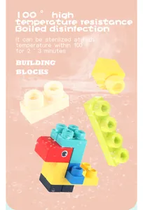 Detail showing colorful large soft blocks being sterilized in boiling 100°C water