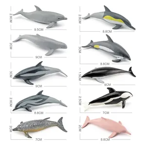 Set of 10 realistic dolphin and whale figurines in various poses for educational play