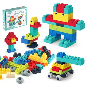 Soft Rubber Large Particle Building Blocks Educational Early Learning Toy For Toddlers Kids Bendable Washable Construction Bricks