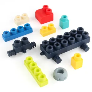 Educational soft rubber building blocks for toddlers in vibrant multi-colors with white background