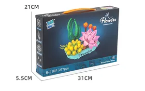 Close-up of succulent building block set packaging showing 277 pieces for ages 6 and up