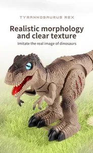 Detailed view of the realistic skin texture and fierce eyes on the T-Rex dinosaur toy