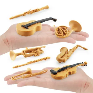 Miniature musical instrument set including violin and saxophone models for desktop decor