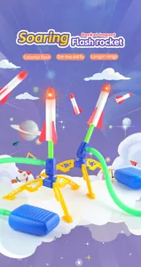 Fusée en mousse lumineuse avec lanceur à pédale d'air pour jeux extérieurs d'enfants