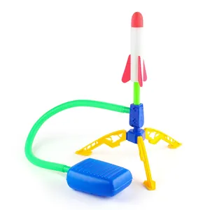 Kit lanceur de fusée en mousse pour enfants avec pompe bleue et base de trépied jaune