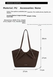 Detaillierte Größenangaben für den braunen Retro-Shopper aus PU mit Maßen des Schultergurts
