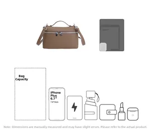 Detail view of the spacious interior of the brown leather lunch box bag for daily items