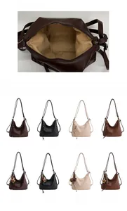 Detailed interior storage view of high-capacity vintage Hobo bag in four classic colors