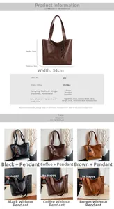Tableau des tailles détaillé et dimensions du sac cabas minimaliste en cuir PU