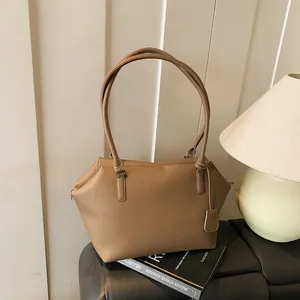 Sac Cabas Femme Grande Capacité Sous Le Bras Minimaliste Texture Litchi Sac À Épaule Déplacement Quotidien Sac À Main Bureau
