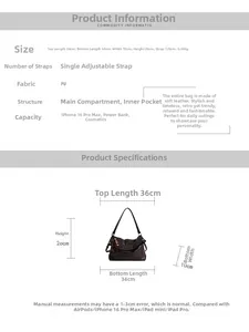 Detail view of large brown PU leather tote bag capacity showing interior storage and dimensions
