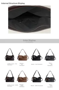 Detail view of interior pocket and lychee texture of tote bag in four classic colors