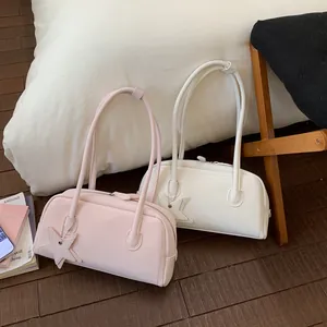 Women's Minimalist PU Leather Underarm Bag Fashion Contrast Stitching Shoulder Bag With Star Pendant Large Capacity Daily Bag