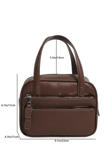 Detailed size chart showing dimensions for the brown leather briefcase with dimensions