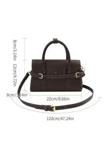 Spécifications détaillées de la taille du sac bandoulière marron foncé avec dimensions