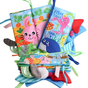 3D animal tail cloth books for babies featuring ocean and garden themes for early sensory play