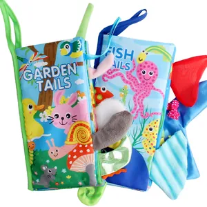 Garden and Fish Tails sensory cloth books for babies with 3D textured animal tails