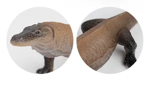 Detailed macro view of realistic skin texture and scales on a Komodo dragon model toy