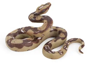 Detailed realistic python toy model with brown spotted pattern and coiled posture