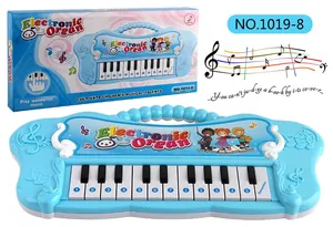 Detail of 13-key children electronic organ toy with colorful musical scale stickers