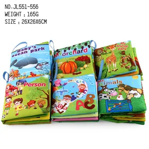 Set of 6 educational soft cloth books for babies featuring animals, letters, and nature themes