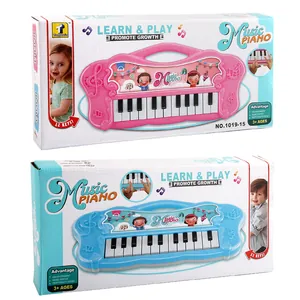 Pink and blue 22-key kids electronic piano toy set for musical early education
