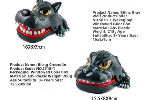 Detail specifications of ABS plastic biting wolf and crocodile prank toys with box size