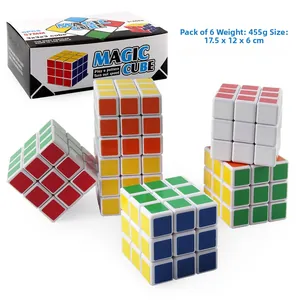 Set of 6 classic 3x3 smooth magic cubes with 57mm size in retail packaging box