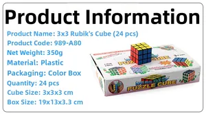 Detailed technical specifications for 24-piece mini 3x3x3 puzzle cube bulk set