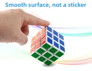 Detail of 3x3 speed cube with smooth surface and non-sticker integrated color blocks
