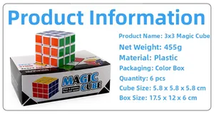 Detail view of 3x3 speed cube set including 5.8cm puzzles with package and specifications