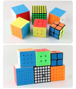 Detailed set of 2x2 to 7x7 professional speed cubes with matte finish and vibrant colors